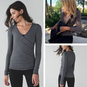 LULULEMON Sunset Salutation Long Sleeve 4 Mini Pop Stripe Heathered Slate Black